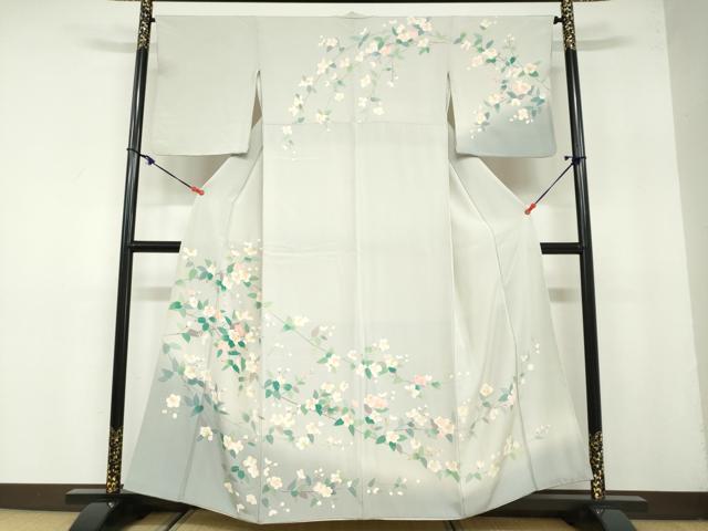 平和屋着物●訪問着 友禅 作家物 枝椿文 暈し染め 正絹 逸品 DABB0056ud