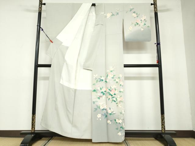 平和屋着物●訪問着 友禅 作家物 枝椿文 暈し染め 正絹 逸品 DABB0056ud