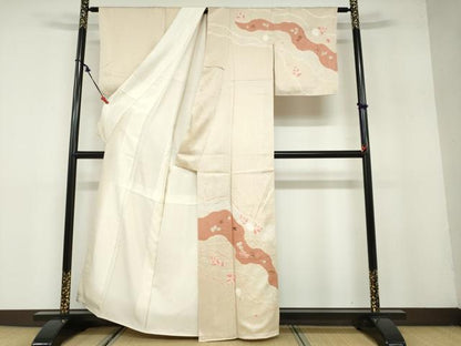 平和屋着物●訪問着　絞り　刺繍　道長舞葉文　正絹　逸品　未使用　DABB0079ud