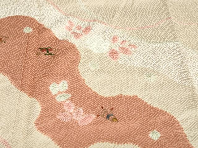 平和屋着物●訪問着　絞り　刺繍　道長舞葉文　正絹　逸品　未使用　DABB0079ud