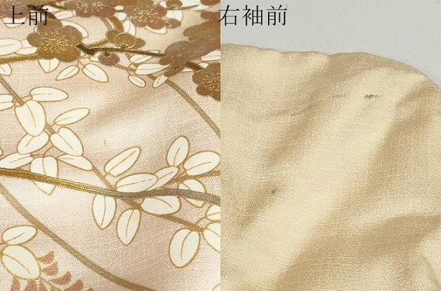 平和屋着物●訪問着　扇面草花文　暈し染め　金彩　ロング丈　正絹　逸品　DABB0081ud