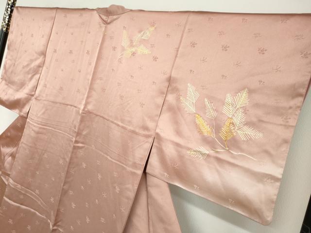 平和屋着物●訪問着　駒刺繍　枝葉文　暈し染め　金彩　正絹　逸品　DABB0082ud