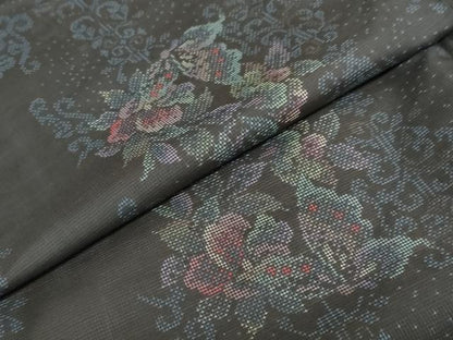 平和屋着物●本場大島紬　9マルキ　花蝶文　正絹　逸品　DABB0100ud