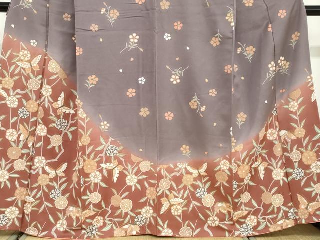 平和屋着物●訪問着　花蝶文　暈し染め　金彩　正絹　逸品　DABB0110ud 平和屋着物○訪問着 花蝶文 暈し染め 金彩 正絹 逸品 DABB0110udの通販