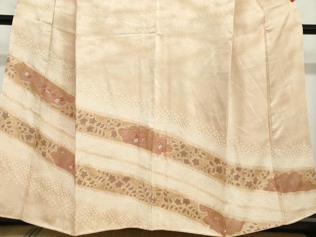 平和屋着物●訪問着　絞り　刺繍　草花文　金彩　正絹　逸品　DABB0112ud