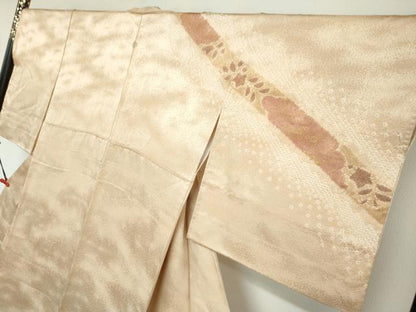 平和屋着物●訪問着　絞り　刺繍　草花文　金彩　正絹　逸品　DABB0112ud