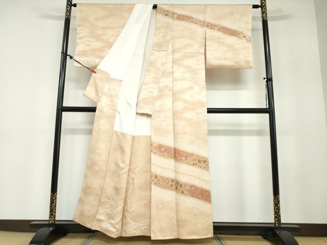 平和屋着物○訪問着 絞り 刺繍 草花文 金彩 正絹 逸品 DABB0112ud