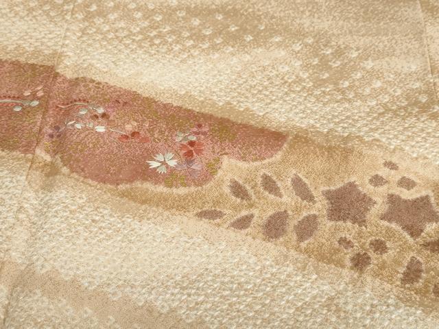 平和屋着物○訪問着 絞り 刺繍 草花文 金彩 正絹 逸品 DABB0112ud