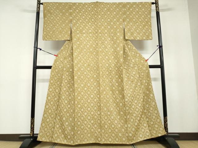 平和屋着物●上質な小紋　絞り　菱文　正絹　逸品　DABB0113ud