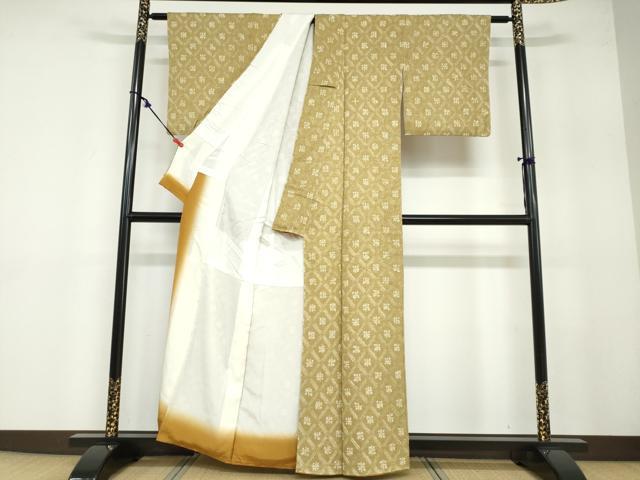 平和屋着物●上質な小紋　絞り　菱文　正絹　逸品　DABB0113ud