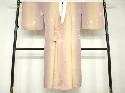 平和屋着物●長襦袢　袷　流水舞桜地紋　暈し染め　さが美扱い　正絹　逸品　DABB0115ud