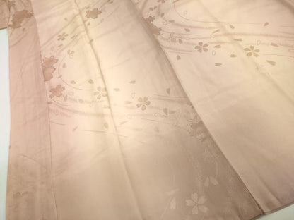 平和屋着物●長襦袢　袷　流水舞桜地紋　暈し染め　さが美扱い　正絹　逸品　DABB0115ud