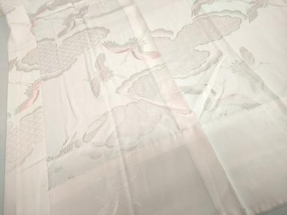 平和屋着物●振袖用長襦袢　無双仕立て　雲取り飛鶴地紋　暈し染め　半衿刺繍　正絹　逸品　DABB0116ud