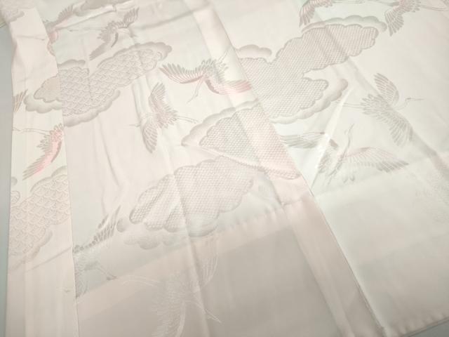 平和屋着物●振袖用長襦袢　無双仕立て　雲取り飛鶴地紋　暈し染め　半衿刺繍　正絹　逸品　DABB0116ud