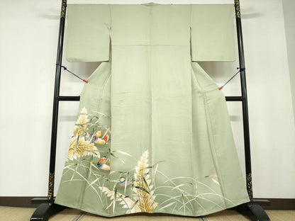 平和屋着物●豪華色留袖　作家物　刺繍　鴛鴦秋草文　金彩　正絹　逸品　DABB0119ud