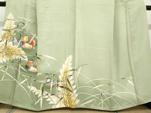 平和屋着物○豪華色留袖 作家物 刺繍 鴛鴦秋草文 金彩 正絹 逸品