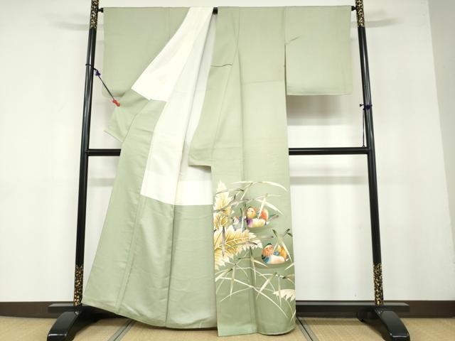 平和屋着物○豪華色留袖 作家物 刺繍 鴛鴦秋草文 金彩 正絹 逸品