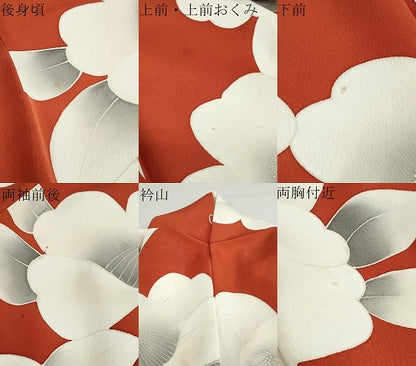 平和屋着物●小振袖　二尺袖　舞椿文　正絹　逸品　DABB0120ud