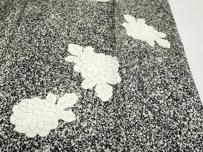 平和屋着物●訪問着　駒刺繍　草花文　たたき染め　銀彩　正絹　逸品　DABB0122ud