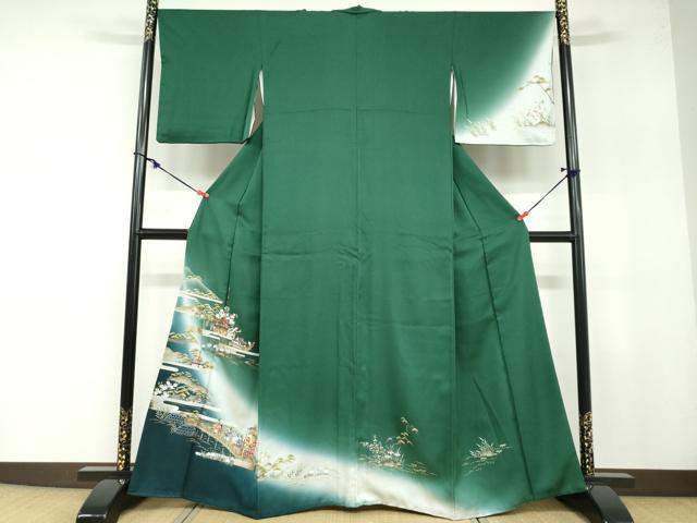 平和屋着物●訪問着　人物風景文　暈し染め　金彩　正絹　逸品　DABB0123ud