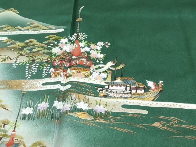 平和屋着物●訪問着　人物風景文　暈し染め　金彩　正絹　逸品　DABB0123ud