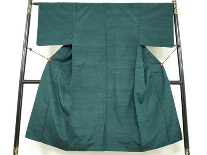 平和屋着物●男性　紬　アンサンブル　鉄色　正絹　逸品　DABB0301ud
