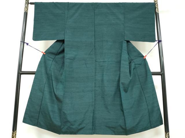 平和屋着物●男性　紬　アンサンブル　鉄色　正絹　逸品　DABB0301ud