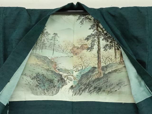 平和屋着物●男性　紬　アンサンブル　鉄色　正絹　逸品　DABB0301ud 平和屋着物○男性 紬 アンサンブル 鉄色 正絹 逸品 DABB0301ud