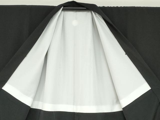 平和屋着物●男性　黒紋付　長羽織セット　羽裏：白色　キングサイズ　着物・化繊　羽織・正絹　逸品　DABD9562ud