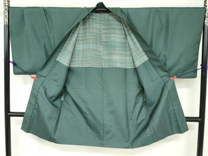 平和屋着物●男性　紬　アンサンブル　長羽織　100亀甲　総詰め　キングサイズ　正絹　逸品　DABB0303ud