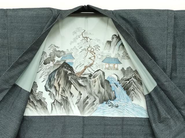 平和屋着物●男性　紬　アンサンブル　抽象文様　正絹　逸品　DABB0304ud