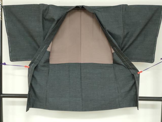 平和屋着物●男性　紬　アンサンブル　長羽織　霞文　正絹　逸品　未使用　DABB0306ud