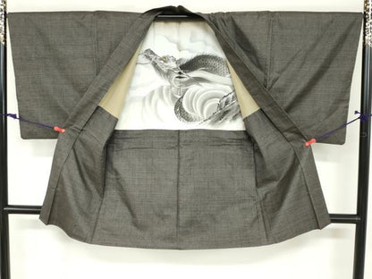 平和屋着物●男性 本場大島紬 アンサンブル 長羽織 100亀甲 総詰め 正絹 逸品 DABB0309ud