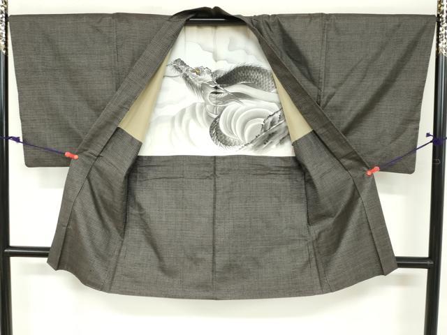 平和屋着物●男性 本場大島紬 アンサンブル 長羽織 100亀甲 総詰め 正絹 逸品 DABB0309ud