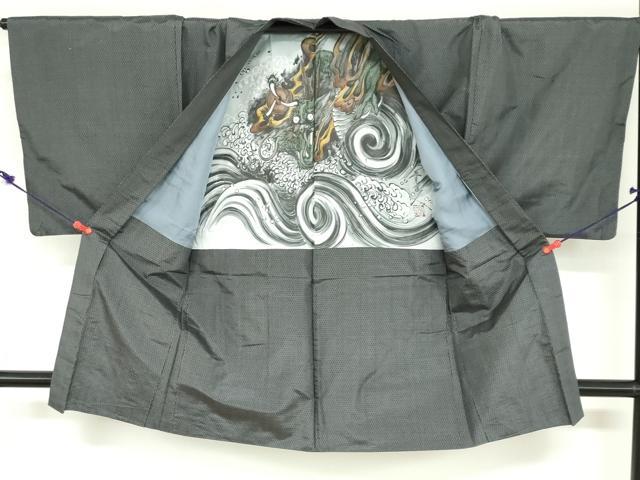 平和屋着物●男性 本場大島紬 アンサンブル 長羽織 抽象文様 正絹 逸品 DABB0310ud