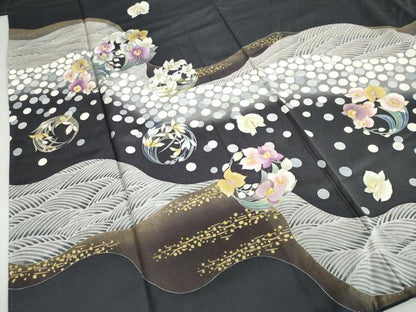 平和屋着物●訪問着 刺繍 道長草花丸文 暈し染め 金彩 正絹 逸品 DABB0313ud