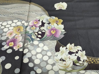 平和屋着物●訪問着 刺繍 道長草花丸文 暈し染め 金彩 正絹 逸品 DABB0313ud