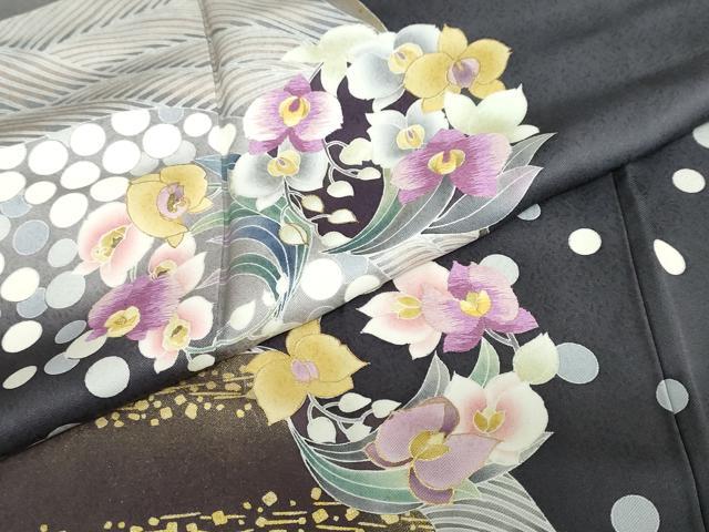平和屋着物●訪問着 刺繍 道長草花丸文 暈し染め 金彩 正絹 逸品 DABB0313ud