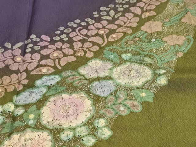 平和屋着物●訪問着 絞り 流水辻が花 暈し染め 金彩 正絹 逸品 DABB0314ud