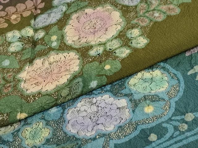 平和屋着物●訪問着 絞り 流水辻が花 暈し染め 金彩 正絹 逸品 DABB0314ud