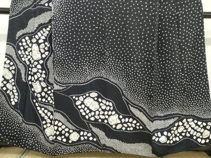 平和屋着物●訪問着 絞り 辻が花 黒地 正絹 逸品 DABB0316ud