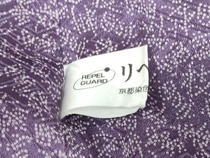 平和屋着物●上質な色無地 絞り 紗綾形草花地紋 滅紫色 正絹 逸品 DABB0318ud