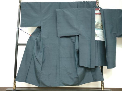 平和屋着物●男性 紬 アンサンブル 長羽織 百入茶色 正絹 逸品 DABB0322ud