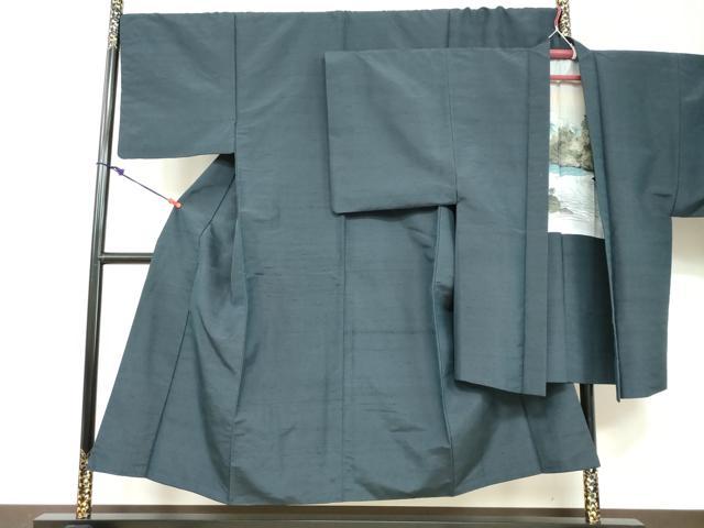 平和屋着物●男性 紬 アンサンブル 長羽織 百入茶色 正絹 逸品 DABB0322ud