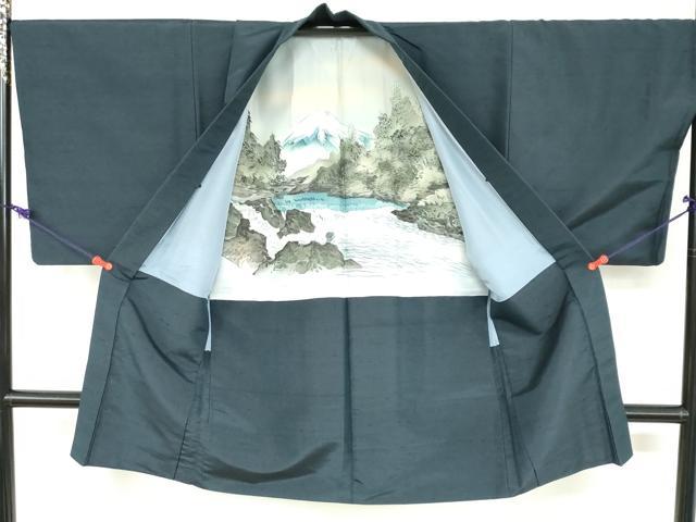 平和屋着物●男性 紬 アンサンブル 長羽織 百入茶色 正絹 逸品 DABB0322ud
