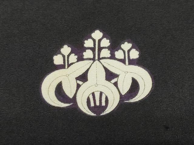 平和屋着物●男性 黒紋付 長羽織セット 羽裏：名所風景文 正絹 逸品 DABB0325ud
