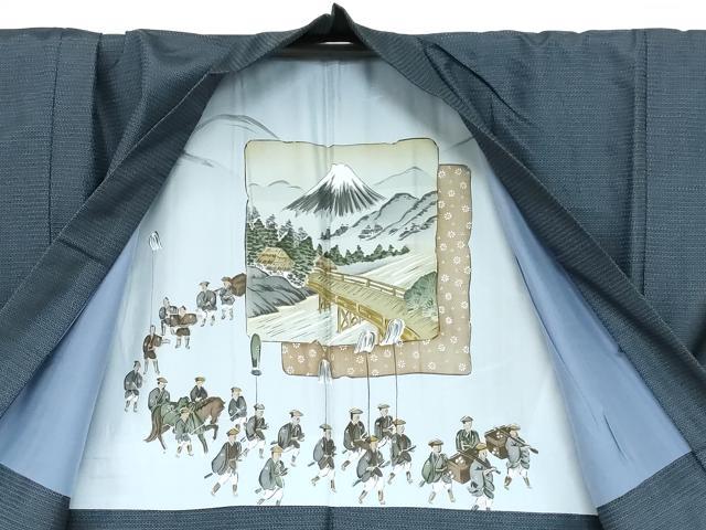 平和屋着物●男性 本場大島紬 アンサンブル 長襦袢（袷）セット 長羽織 100亀甲 総詰め 正絹 逸品 DABB0327ud