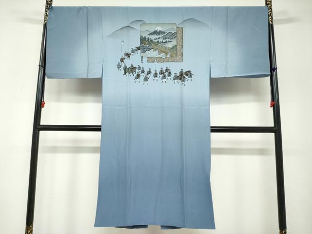平和屋着物●男性 本場大島紬 アンサンブル 長襦袢（袷）セット 長羽織 100亀甲 総詰め 正絹 逸品 DABB0327ud