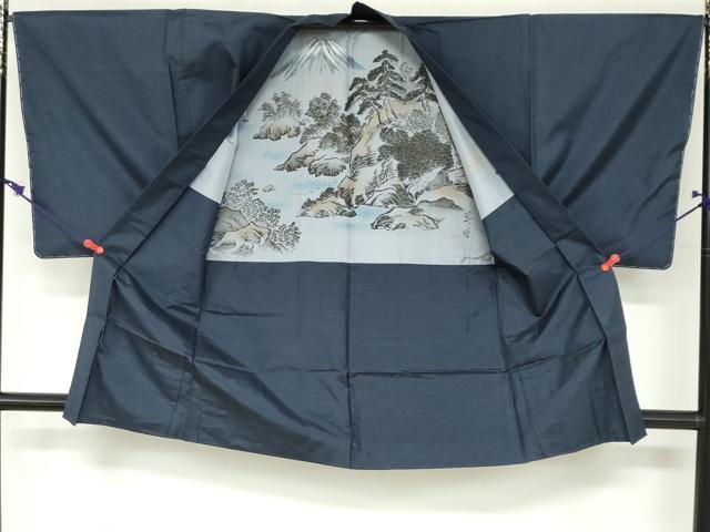 平和屋着物●男性 本場大島紬 アンサンブル 長襦袢（袷）セット 長羽織 抽象文様 正絹 逸品 未使用 DABB0328ud