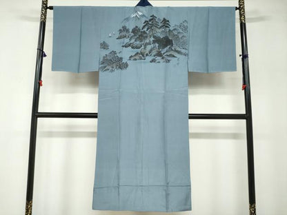 平和屋着物●男性 本場大島紬 アンサンブル 長襦袢（袷）セット 長羽織 抽象文様 正絹 逸品 未使用 DABB0328ud